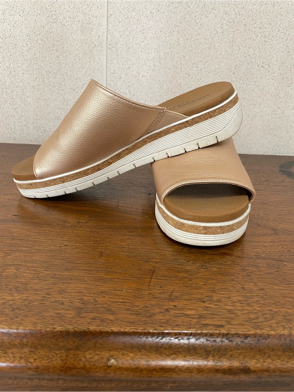 Adrienne Vittadini Sport Gold Slide Sandals
